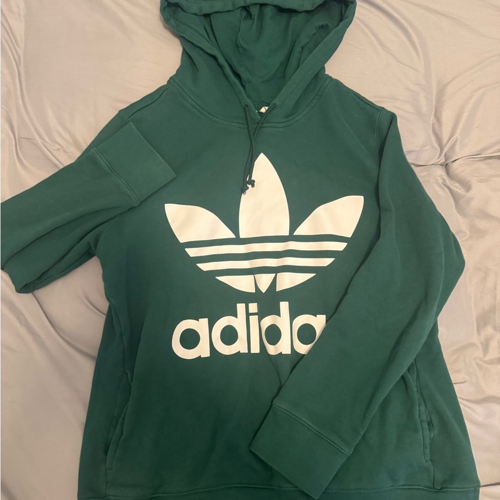 Adidas Dark Green Hoodie with Trefoil Logo size Large